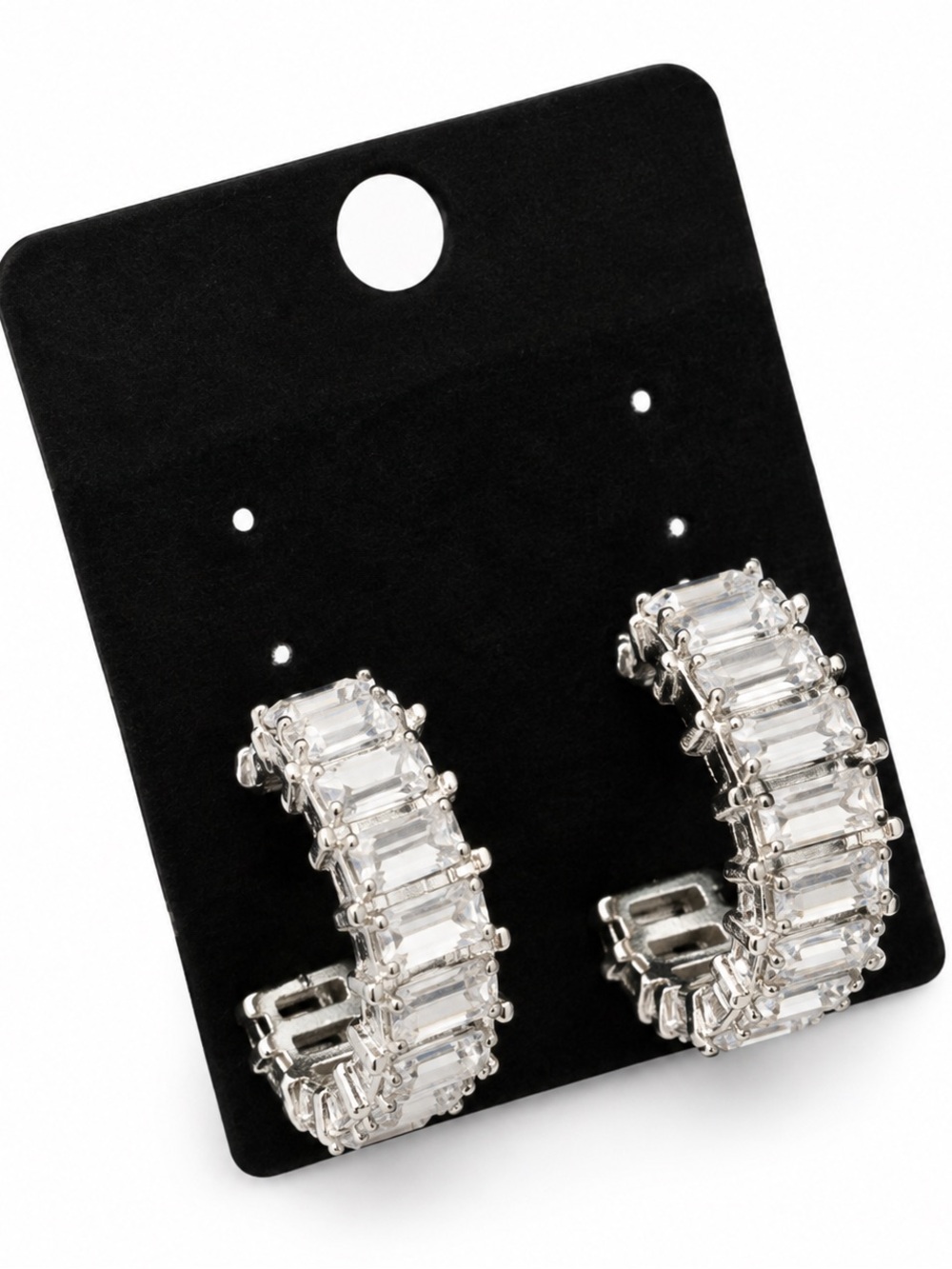 Silver Crystal Hoop Earrings - Clear Stone Hoop Earringsfashion